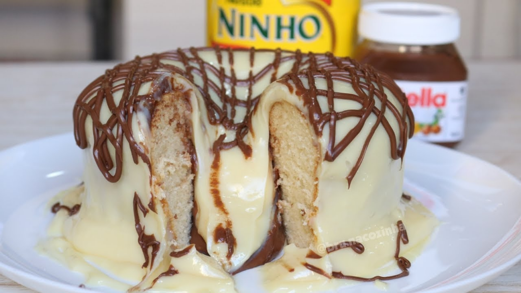 Bolo vulcão de ninho com nutella